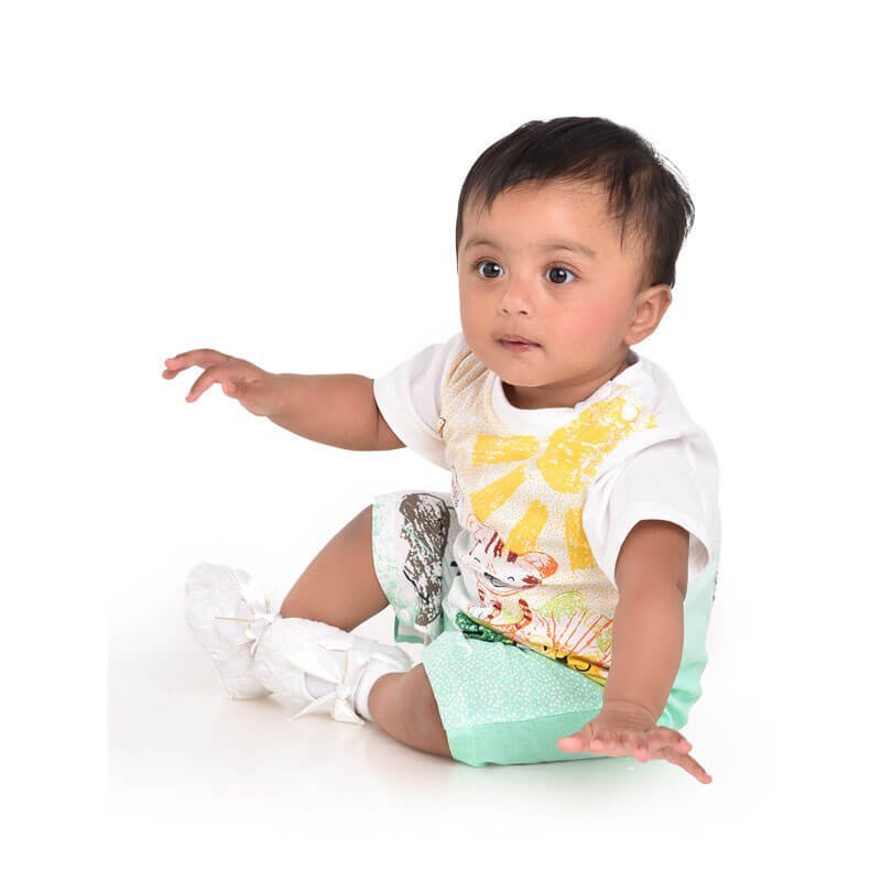 Jungle Party Print Romper, 1-2 years Unisex Kids Wear