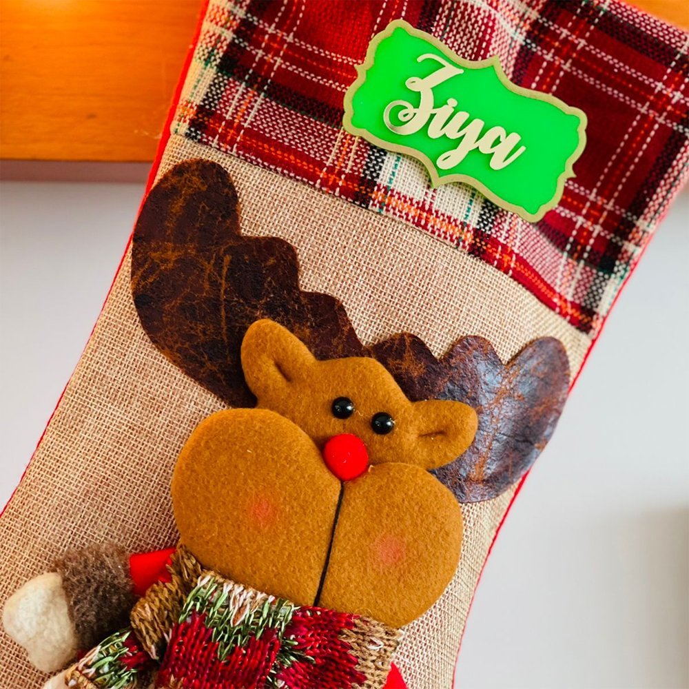Jute Rudolf Christmas Stockings, Large