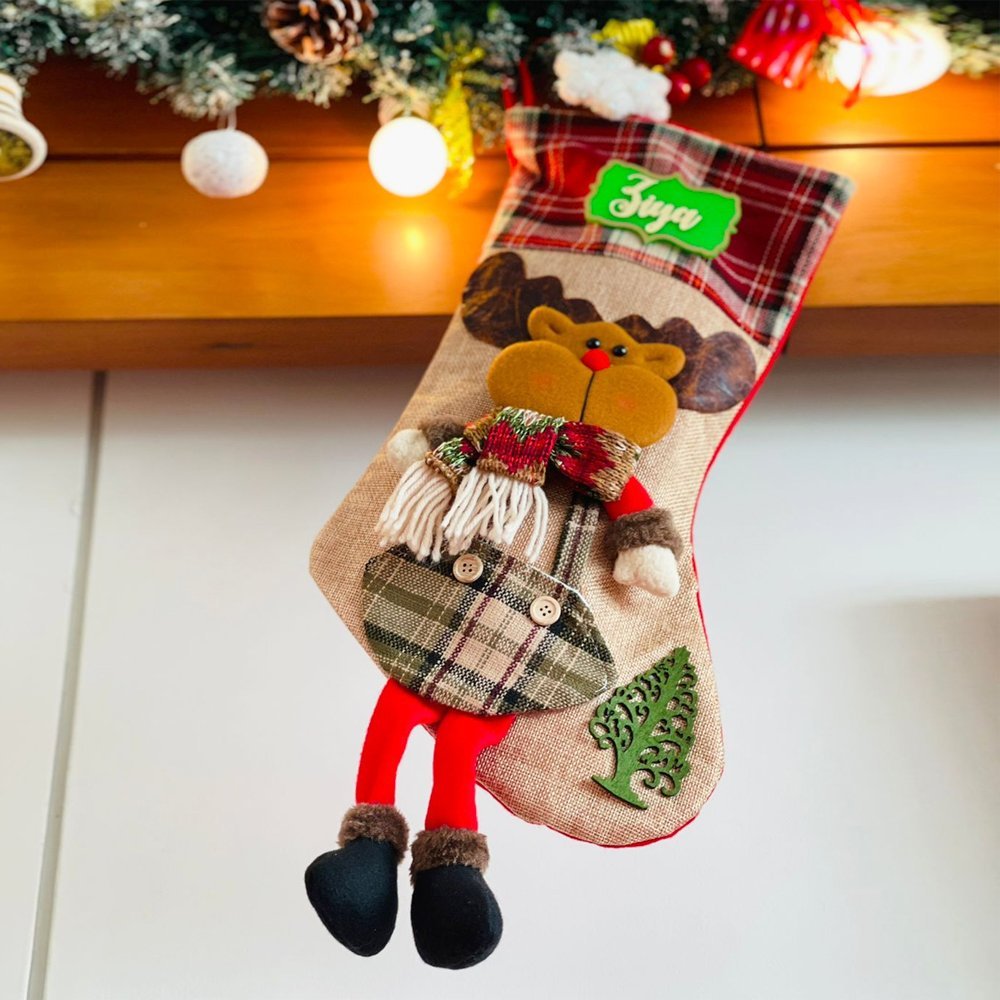 Jute Rudolf Christmas Stockings, Large