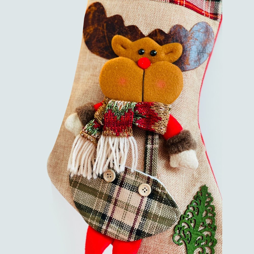 Jute Rudolf Christmas Stockings, Large