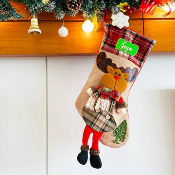 Jute Rudolf Christmas Stockings, Large