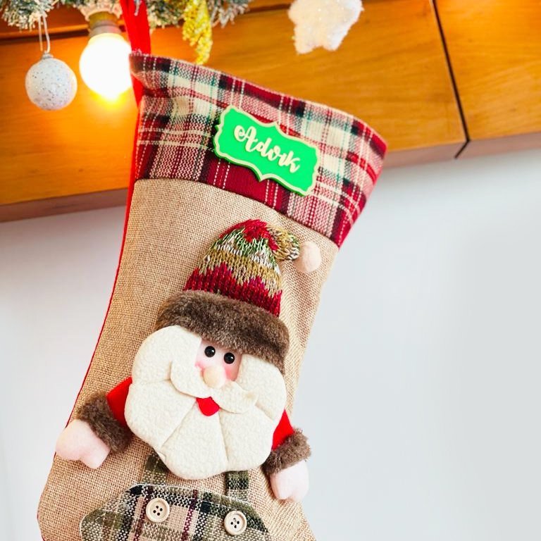 Jute Santa Christmas Stockings, Large