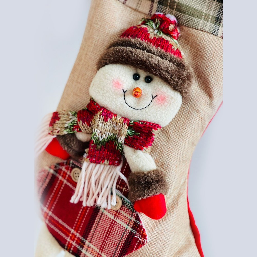 Jute Snowman Christmas Stockings, Large