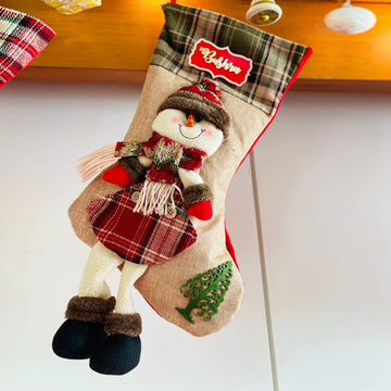 Jute Snowman Christmas Stockings, Large