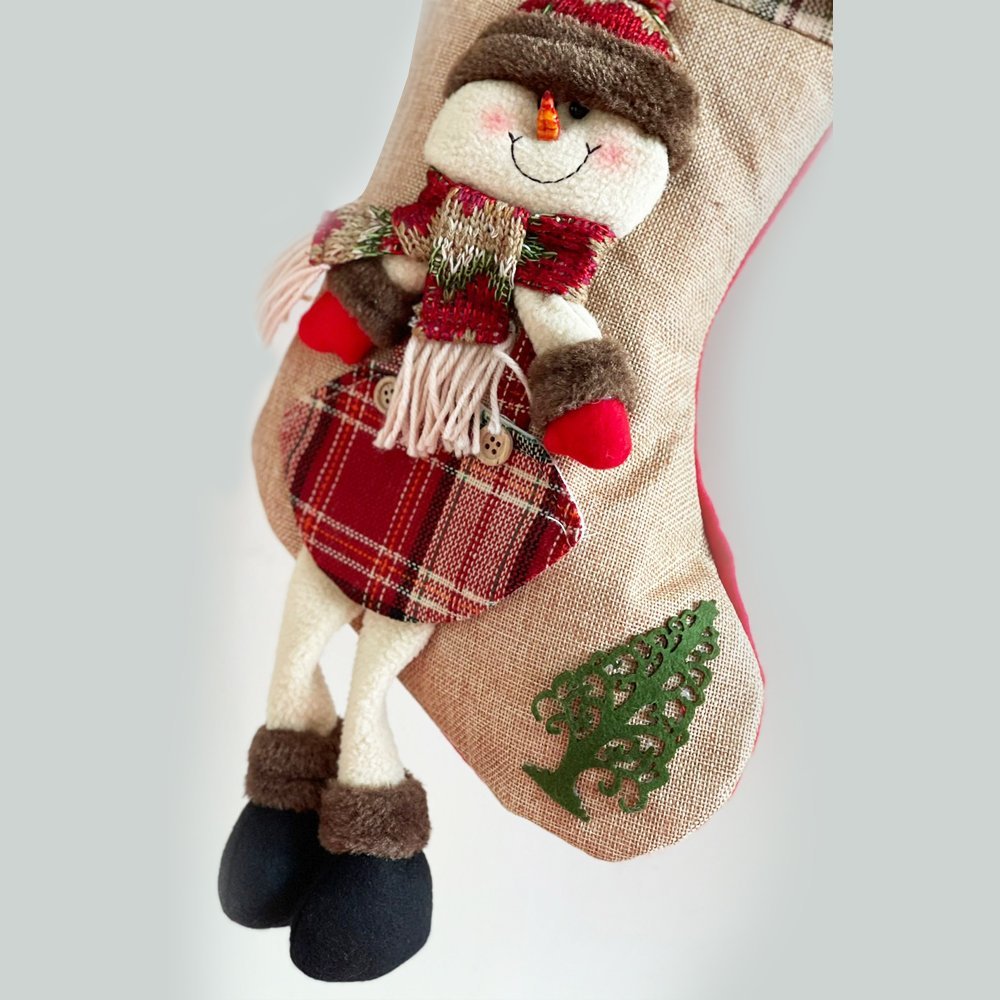 Jute Snowman Christmas Stockings, Large