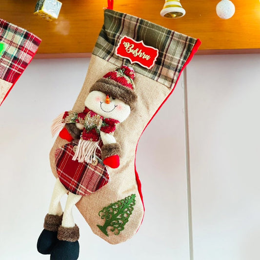 Jute Snowman Christmas Stockings, Large