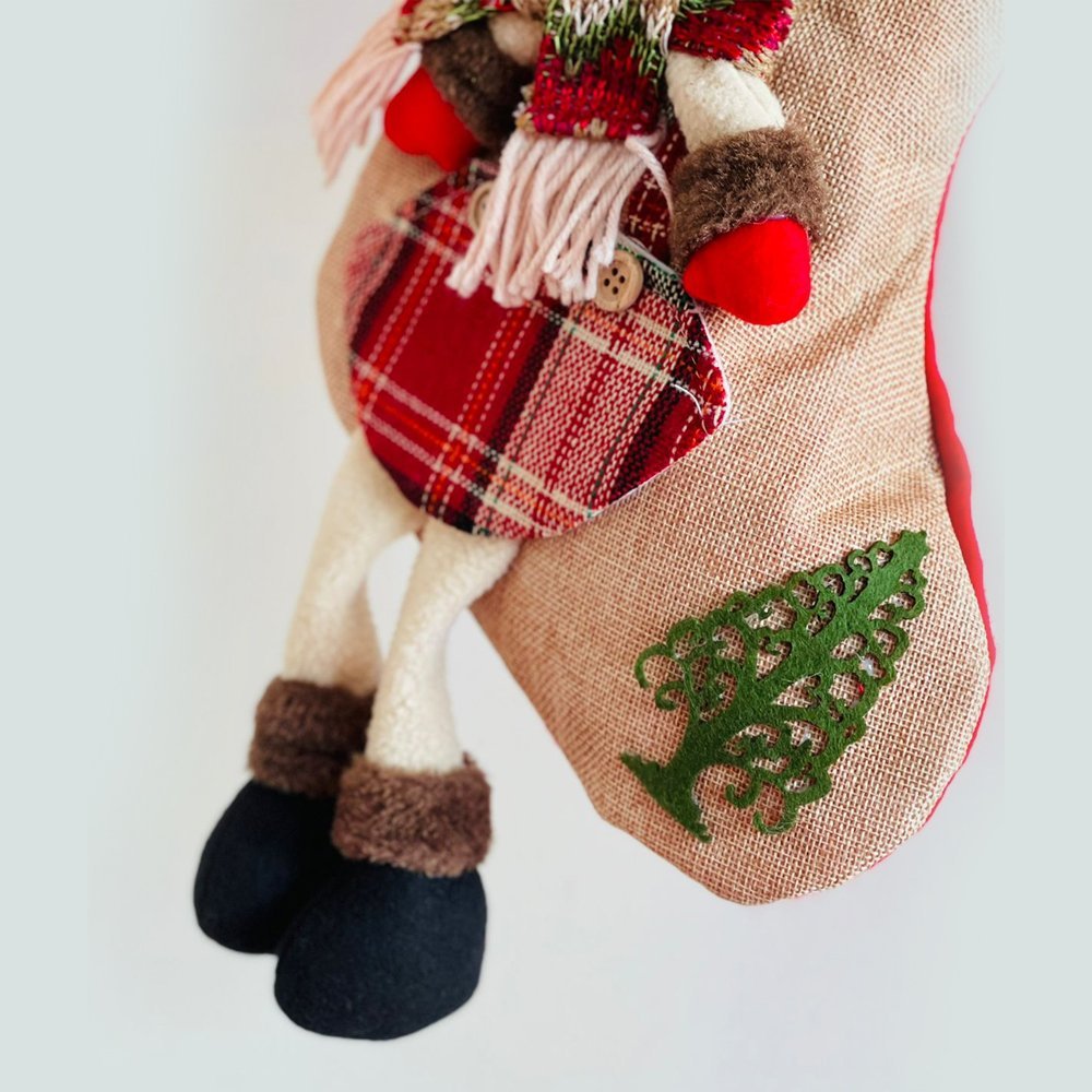 Jute Snowman Christmas Stockings, Large