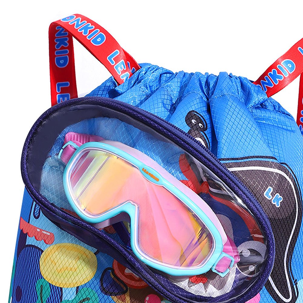Kids, Blue Dino waterproof swimming bag/ beach Bag - Little Surprise BoxKids, Blue Dino waterproof swimming bag/ beach Bag