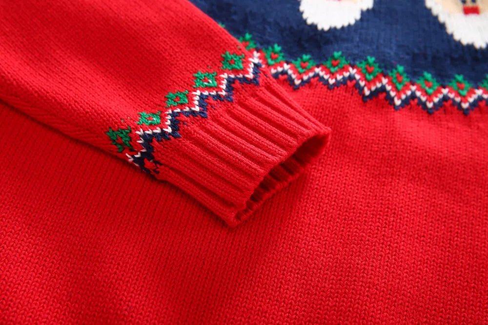 Kids Red & Navy HOHO Cardigan Sweater Round Neck