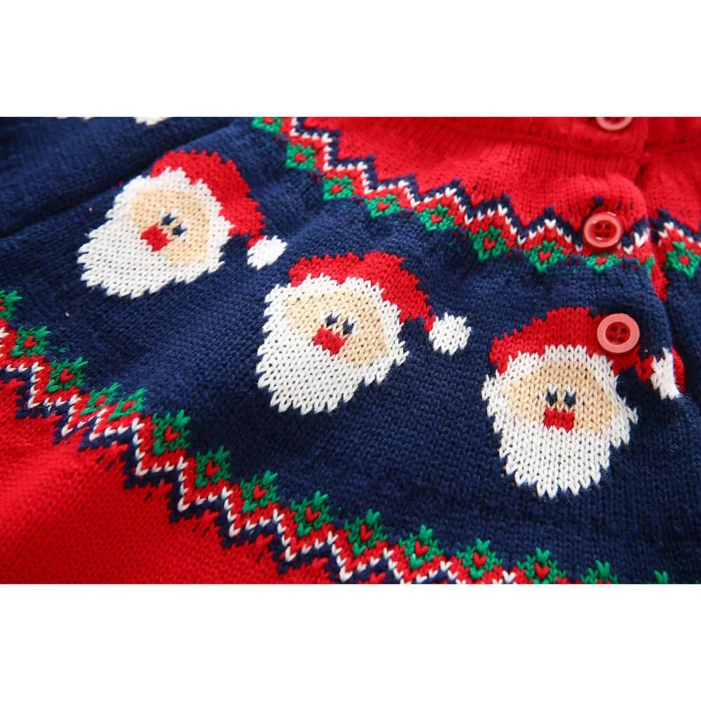 Kids Red & Navy HOHO Cardigan Sweater Round Neck