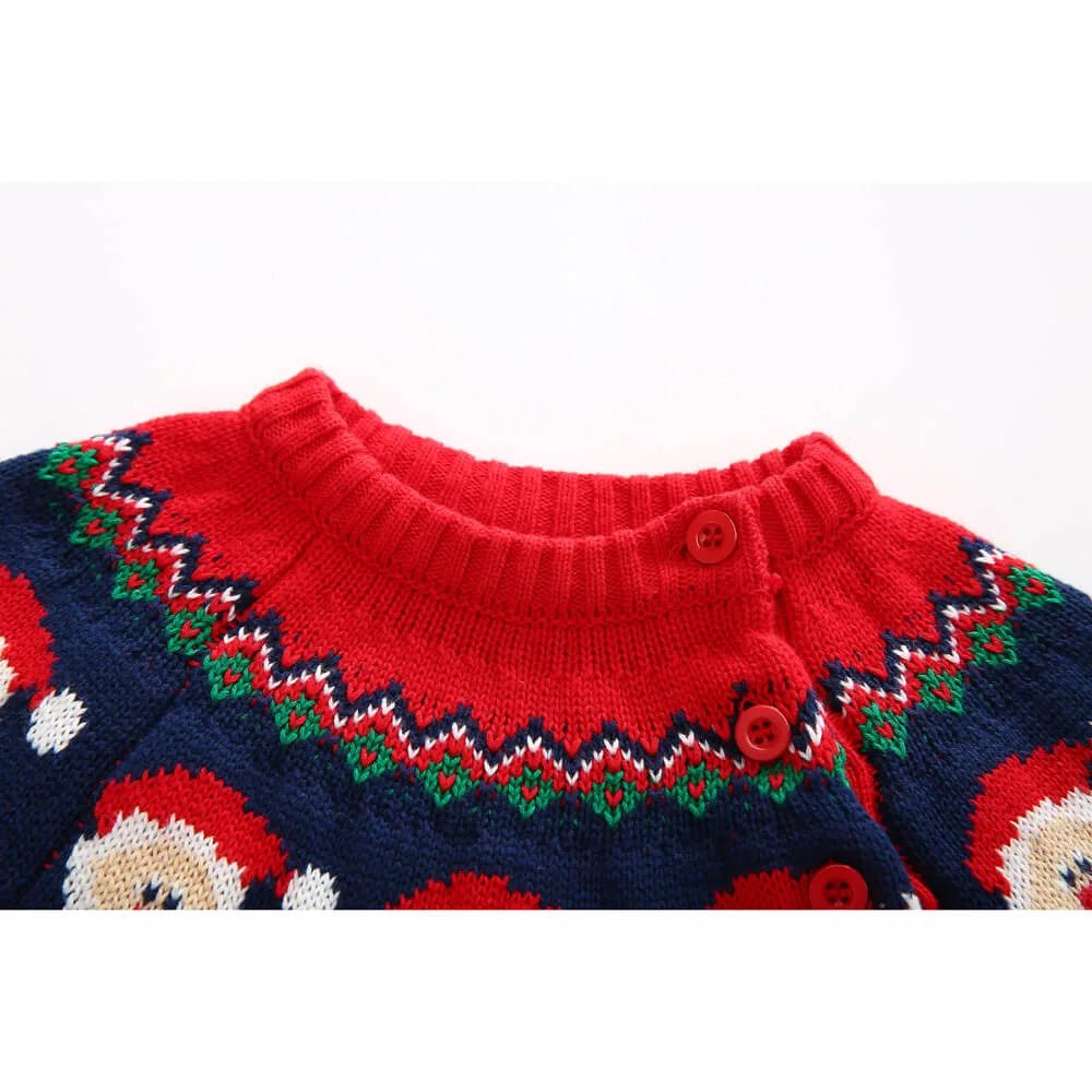 Kids Red & Navy HOHO Cardigan Sweater Round Neck