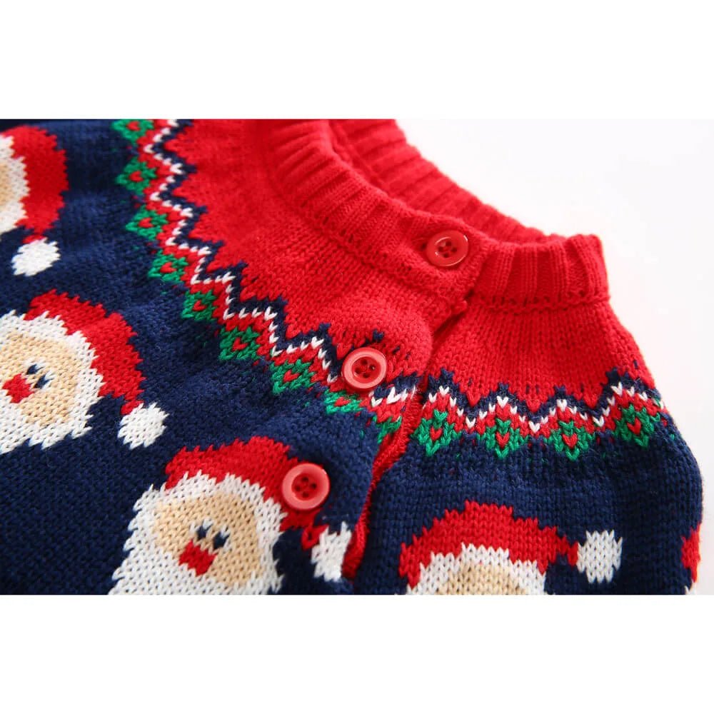 Kids Red & Navy HOHO Cardigan Sweater Round Neck
