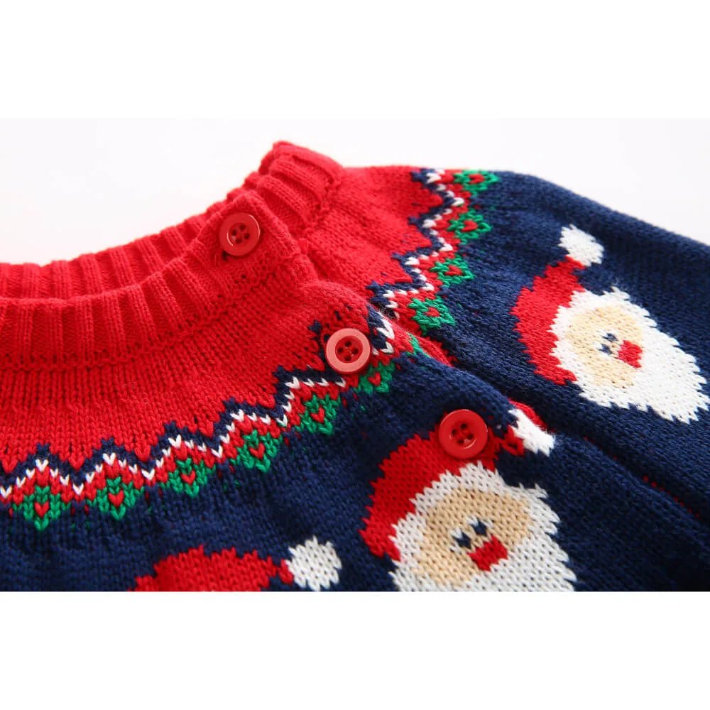 Kids Red & Navy HOHO Cardigan Sweater Round Neck