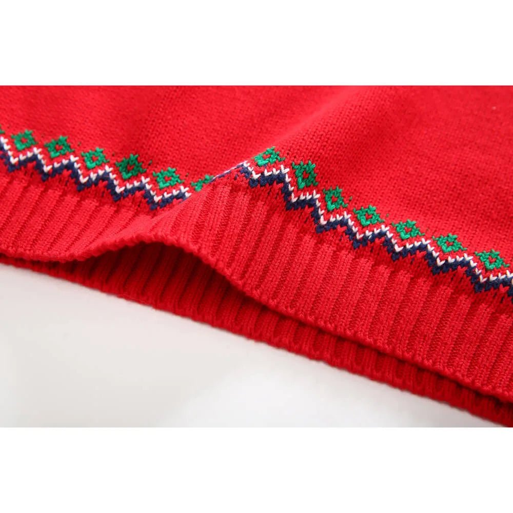 Kids Red & Navy HOHO Cardigan Sweater Round Neck