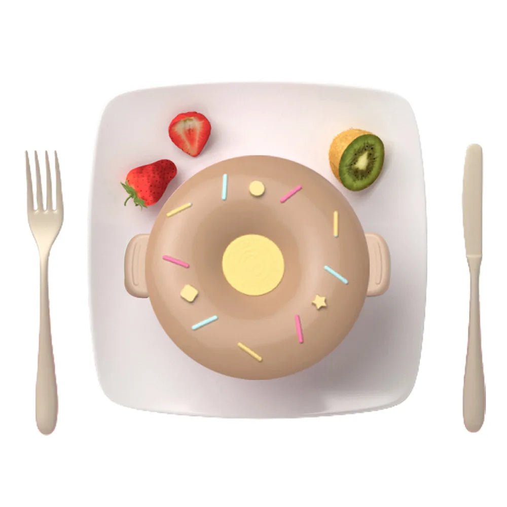 Kids Stainless Steel Donut Shaped Double insulated Lunch Box, Beige - Little Surprise BoxKids Stainless Steel Donut Shaped Double insulated Lunch Box, Beige