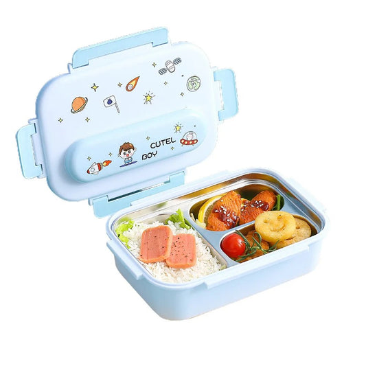 Kids Tiffin Lunch Box with Insulated Lunch Box Cover, Light Blue - Little Surprise BoxKids Tiffin Lunch Box with Insulated Lunch Box Cover, Light Blue