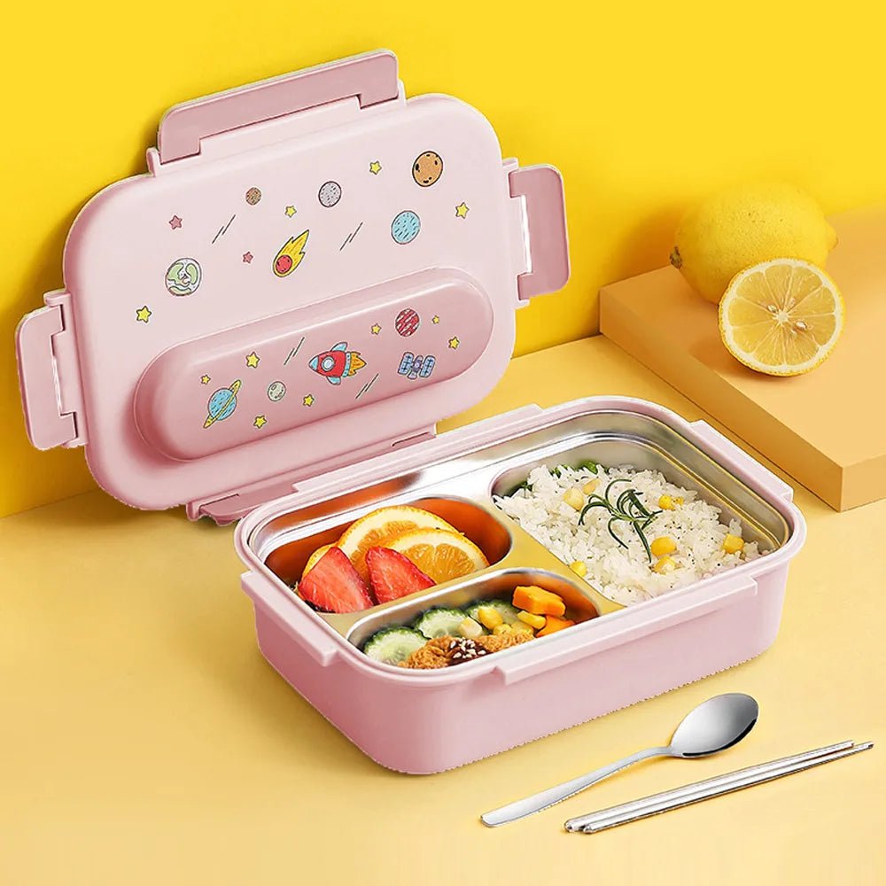 Kids Tiffin Lunch Box with Insulated Lunch Box Cover, Light Pink - Little Surprise BoxKids Tiffin Lunch Box with Insulated Lunch Box Cover, Light Pink
