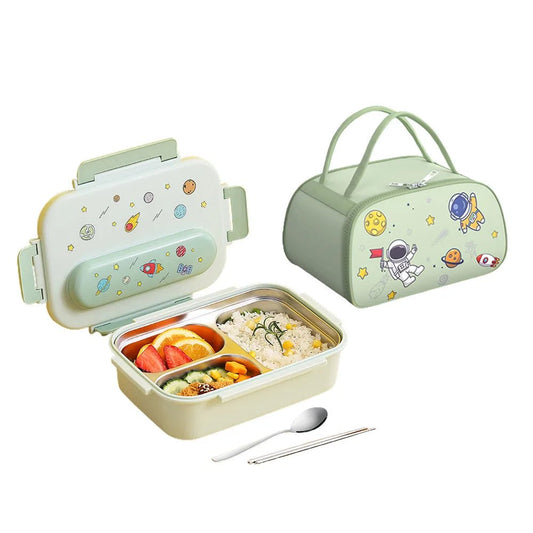 Kids Tiffin Lunch Box with Insulated Lunch Box Cover, Mint Green - Little Surprise BoxKids Tiffin Lunch Box with Insulated Lunch Box Cover, Mint Green