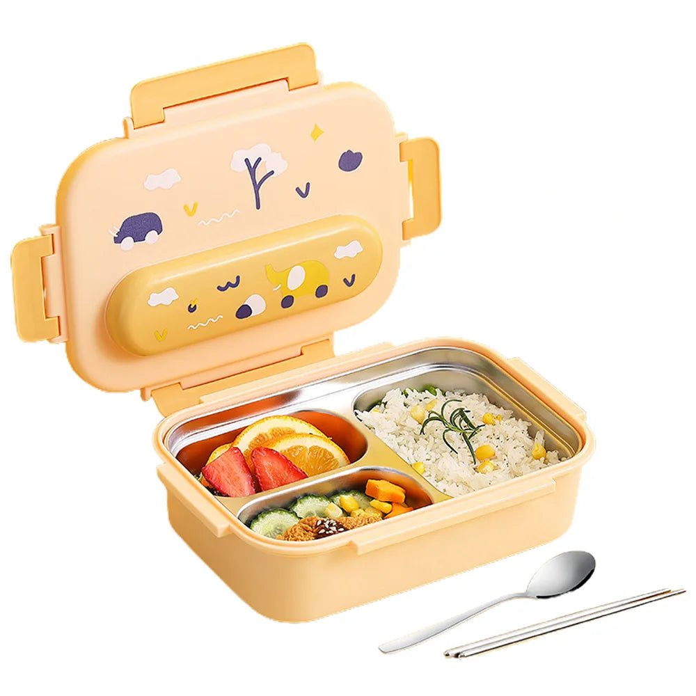 Kids Tiffin Lunch Box with Insulated Lunch Box Cover, Yellow - Little Surprise BoxKids Tiffin Lunch Box with Insulated Lunch Box Cover, Yellow