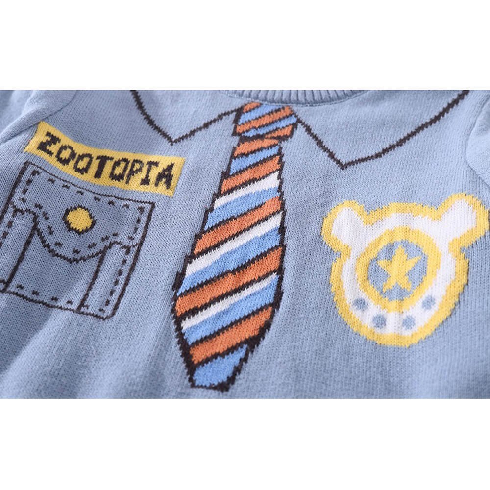 Light Blue, Little Man Tie Print Kids Cardigan Sweater, Round Neck - Little Surprise BoxLight Blue, Little Man Tie Print Kids Cardigan Sweater, Round Neck
