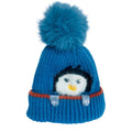 Light Blue Penguin Woven Stretchable Woolen Winter Cap For Kids With Matching Neck Muffler Set (3-10Yrs) - Little Surprise BoxLight Blue Penguin Woven Stretchable Woolen Winter Cap For Kids With Matching Neck Muffler Set (3-10Yrs)