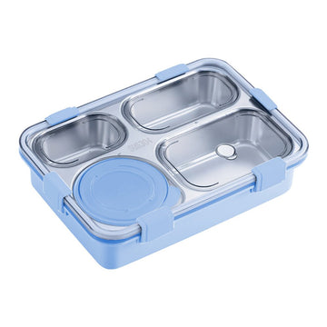 Light Blue Transparent Lid Double Lock Stainless Steel Lunch /Tiffin Box for Kids - Little Surprise BoxLight Blue Transparent Lid Double Lock Stainless Steel Lunch /Tiffin Box for Kids