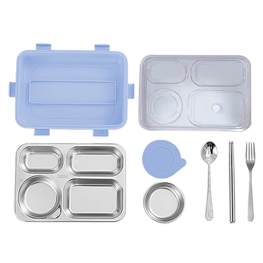 Light Blue Transparent Lid Double Lock Stainless Steel Lunch /Tiffin Box for Kids - Little Surprise BoxLight Blue Transparent Lid Double Lock Stainless Steel Lunch /Tiffin Box for Kids