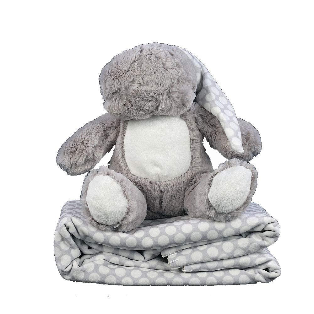 Light Grey Teddy Bear + Matching Blanket Combo for Newborn Baby Boy or Girl - Little Surprise BoxLight Grey Teddy Bear + Matching Blanket Combo for Newborn Baby Boy or Girl