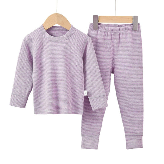 Lilac Crewneck Upper & Lower Body Thermal Winter Warmers For Kids-Set Of 2 Pcs - Little Surprise BoxLilac Crewneck Upper & Lower Body Thermal Winter Warmers For Kids-Set Of 2 Pcs