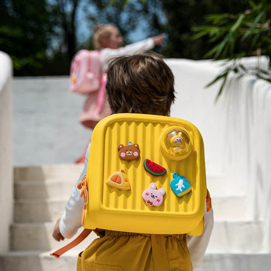 Marigold Yellow Globe Movable Trinkets Fashion Backpack - Little Surprise BoxMarigold Yellow Globe Movable Trinkets Fashion Backpack