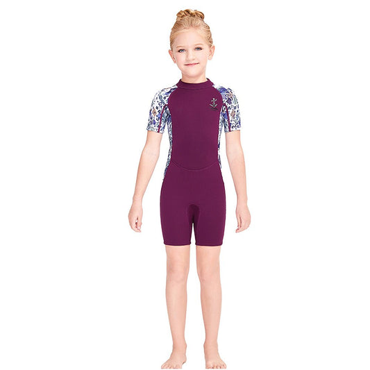 Maroon Anchor Print Swimwear for Kids with UP50 + - Little Surprise BoxMaroon Anchor Print Swimwear for Kids with UP50 +