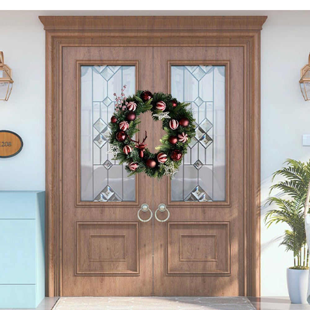 Maroon Reindeer Artifical Wreath for Wall,Door and Tree Décor - Little Surprise BoxMaroon Reindeer Artifical Wreath for Wall,Door and Tree Décor