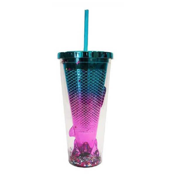 Mermaid Sipper Water Bottle With Straw Blue (350ml) - Little Surprise BoxMermaid Sipper Water Bottle With Straw Blue (350ml)