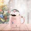 Merry Christmas Ceramic Coffee and Hot Chocolate Mug - Pink 3d Globe Lid Style, 330 ml - Little Surprise BoxMerry Christmas Ceramic Coffee and Hot Chocolate Mug - Pink 3d Globe Lid Style, 330 ml