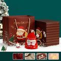 Merry Christmas Ceramic Coffee and Hot Chocolate Mug - Red Santa Face style Cup with Matching Cap Style Ceramic Lid and embellished Spoon, 330 ml - Little Surprise BoxMerry Christmas Ceramic Coffee and Hot Chocolate Mug - Red Santa Face style Cup with Matching Cap Style Ceramic Lid and embellished Spoon, 330 ml