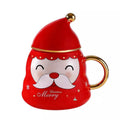 Merry Christmas Ceramic Coffee and Hot Chocolate Mug - Red Santa Face style Cup with Matching Cap Style Ceramic Lid and embellished Spoon, 330 ml - Little Surprise BoxMerry Christmas Ceramic Coffee and Hot Chocolate Mug - Red Santa Face style Cup with Matching Cap Style Ceramic Lid and embellished Spoon, 330 ml