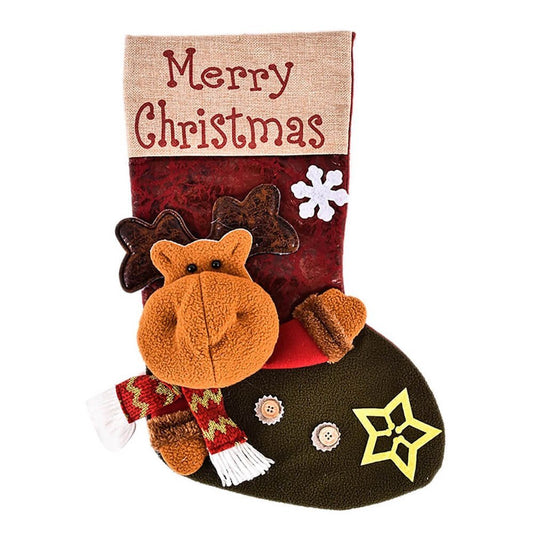 Merry Christmas Printed 3d Rudolf Face Stocking - Little Surprise BoxMerry Christmas Printed 3d Rudolf Face Stocking