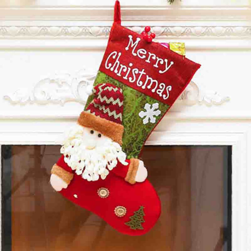 Merry Christmas Printed 3d Santa Face Stocking - Little Surprise BoxMerry Christmas Printed 3d Santa Face Stocking