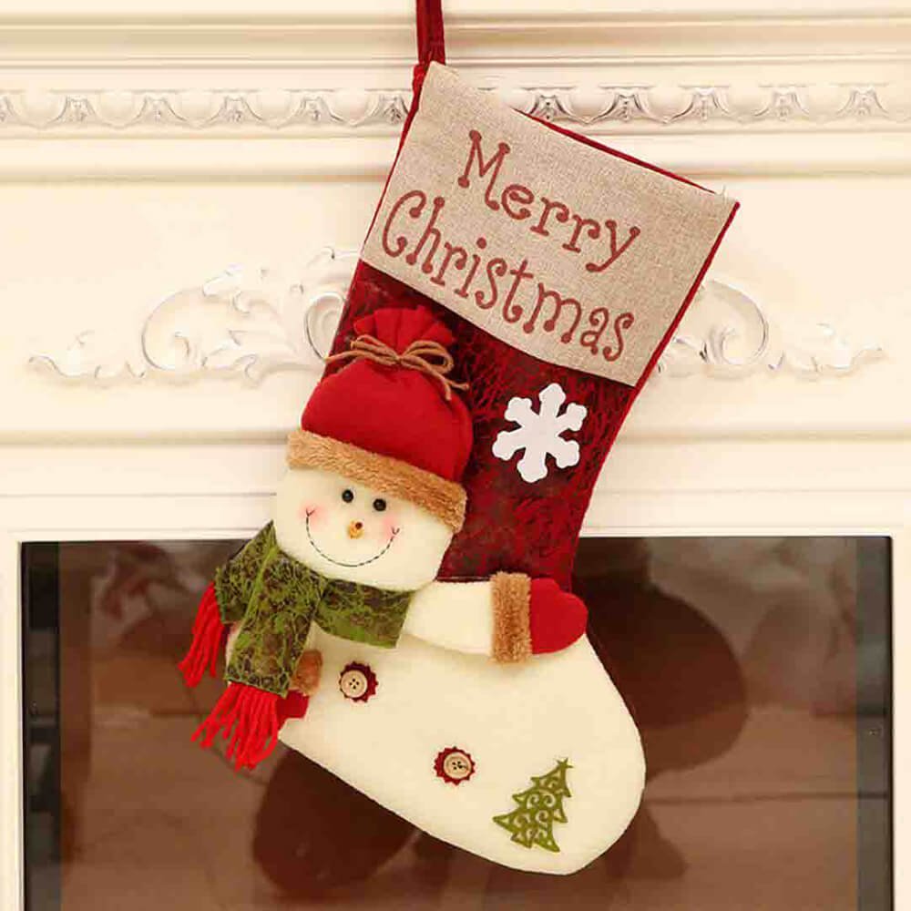 Merry Christmas Printed 3d Snowman Face Stocking - Little Surprise BoxMerry Christmas Printed 3d Snowman Face Stocking