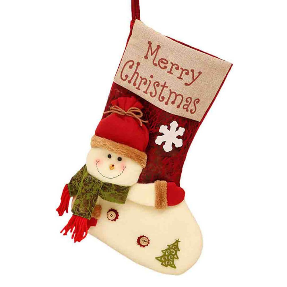 Merry Christmas Printed 3d Snowman Face Stocking - Little Surprise BoxMerry Christmas Printed 3d Snowman Face Stocking