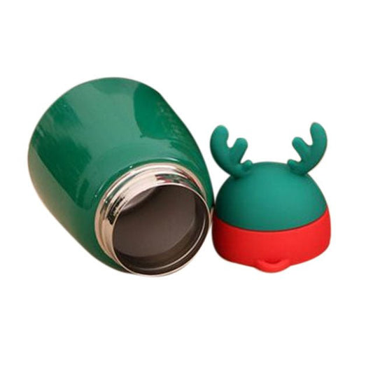 Mini Belly Green Antler Stainless Steel Sleek Christmas Water Bottle for Kids, 300ML - Little Surprise BoxMini Belly Green Antler Stainless Steel Sleek Christmas Water Bottle for Kids, 300ML