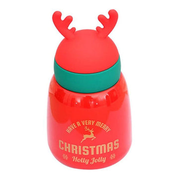 Mini Belly Red Antler Stainless Steel Sleek Christmas Water Bottle for Kids, 300ML - Little Surprise BoxMini Belly Red Antler Stainless Steel Sleek Christmas Water Bottle for Kids, 300ML
