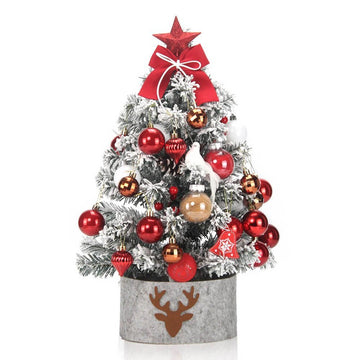 Mini Christmas Tree Set with Balls and Tree Ornaments for Ready Set Up, Ht 60 cm - Red & Gold Decor - Little Surprise BoxMini Christmas Tree Set with Balls and Tree Ornaments for Ready Set Up, Ht 60 cm - Red & Gold Decor