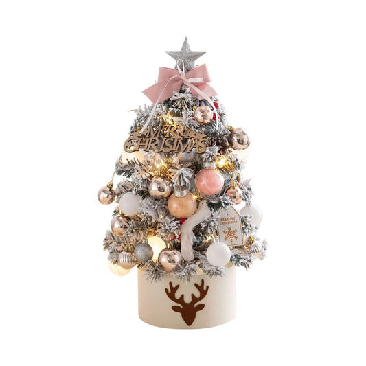 Mini Christmas Tree Set with Balls and Tree Ornaments for Ready Set Up, Ht 60cm - Pink & Gold Decor - Little Surprise BoxMini Christmas Tree Set with Balls and Tree Ornaments for Ready Set Up, Ht 60cm - Pink & Gold Decor