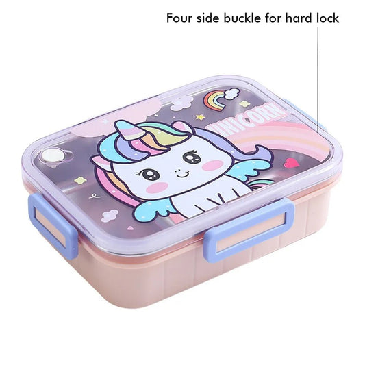 Mini Size Stainless Steel Lunch Box /Tiffin for Kids and Adults, Pink Uni with Steel Spoon and Steel Chopsticks for Kids and Adults - Little Surprise BoxMini Size Stainless Steel Lunch Box /Tiffin for Kids and Adults, Pink Uni with Steel Spoon and Steel Chopsticks for Kids and Adults