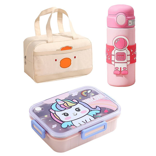Mini Uni Astro Lunch Box ,Insulated Lunch Bag & Water Bottle chopsticks & spoon Combo Set of 5 for Kids - Little Surprise BoxMini Uni Astro Lunch Box ,Insulated Lunch Bag & Water Bottle chopsticks & spoon Combo Set of 5 for Kids