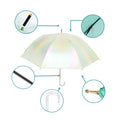 Mint Green Holographic Glitter Rain Umbrella for Kids & Adults - Little Surprise BoxMint Green Holographic Glitter Rain Umbrella for Kids & Adults