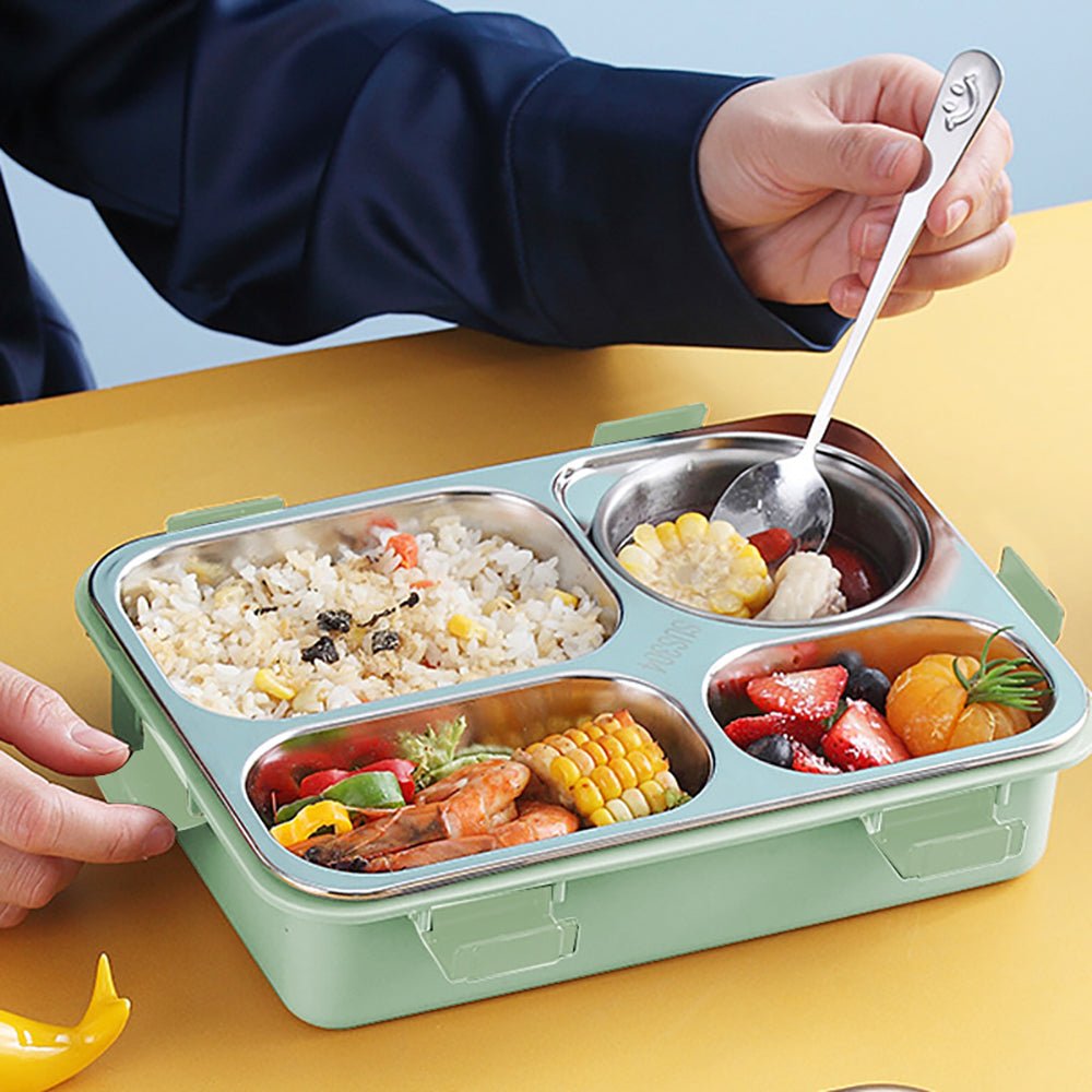 Mint Green Transparent Lid Double Lock Stainless Steel Lunch /Tiffin Box for Kids - Little Surprise BoxMint Green Transparent Lid Double Lock Stainless Steel Lunch /Tiffin Box for Kids