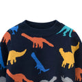 Mix Rawring Dinos Kids Navy Blue Cardigan Sweater, Round Neck - Little Surprise BoxMix Rawring Dinos Kids Navy Blue Cardigan Sweater, Round Neck