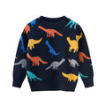 Mix Rawring Dinos Kids Navy Blue Cardigan Sweater, Round Neck - Little Surprise BoxMix Rawring Dinos Kids Navy Blue Cardigan Sweater, Round Neck